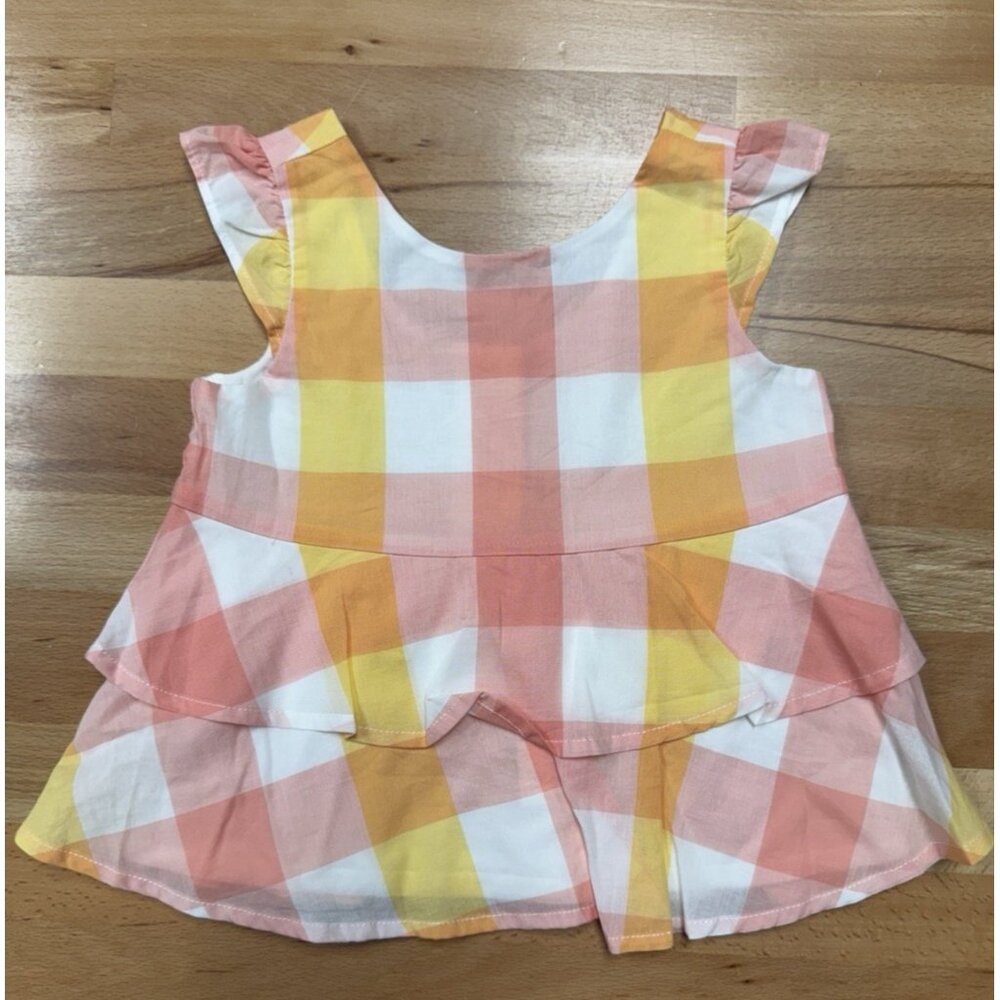 Janie And Jack Toddler Girl Cotton Blouse Size 2T Gingham Check Peplum Top